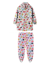 Fashion 6 Red Dinosaurs On White Blend Printed Stand Collar Hooded Jacket Trousers Set