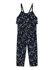 Fashion 9 Stars On Black Cotton Print Children's Suspender Jumpsuit