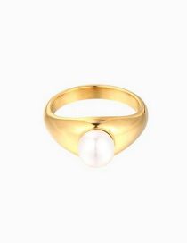 Fashion Gold Stainless Steel Pearl Ring