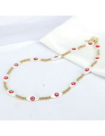 Fashion Red Brass Gold Plated Beaded Oil Reversible Eye Necklace