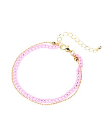 Fashion Pink Solid Copper Painted Geometric Chain Double Layer Bracelet