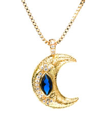 Fashion Moon Copper Set Zirconium Plated Moon Necklace