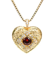 Fashion Love Copper Set Zirconium Plated Heart Necklace