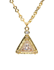 Fashion White Zirconium Triangle Brass-inlaid Zirconium Triangle Irregular Texture Necklace