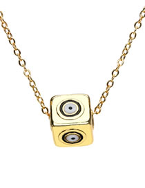 Fashion Black Magic Eye Copper Drop Oil Stereo Rubik's Cube Eye Necklace