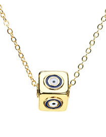 Fashion Blue Magic Eye Copper Drop Oil Stereo Rubik's Cube Eye Necklace