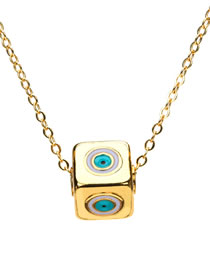 Fashion White Magic Eye Copper Drop Oil Stereo Rubik's Cube Eye Necklace