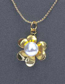Fashion Gold Copper Gold Plated Pearl Flower Necklace