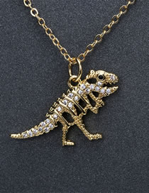 Fashion Gold Bronze Zirconium Dinosaur Necklace