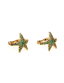 Fashion Green Spinel Brass Inlaid Zirconium Starfish Ear Cuff