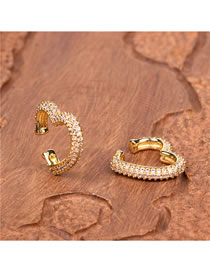 Fashion Gold Brass Diamond Heart Earrings