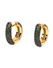 Fashion E Brass Inset Zirconium Round Earrings