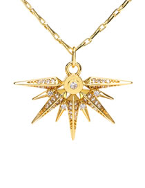 Fashion Gold Bronze Zirconium Radiant Star Necklace