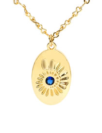 Fashion Gold Bronze Zirconium Conch Medal Necklace