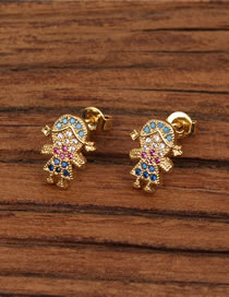 Fashion Gold Brass Inlaid Zirconium Girl Stud Earrings