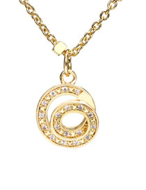 Fashion Gold Bronze Zirconium Openwork Swirl Necklace