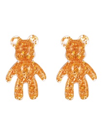 Fashion Orange Resin Sequin Bear Stud Earrings