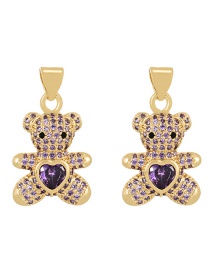 Fashion Purple Bronze Zircon Bear Heart Pendant Accessories