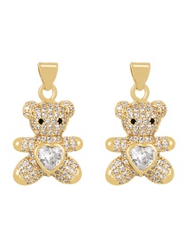 Fashion White Bronze Zircon Bear Heart Pendant Accessories