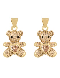 Fashion Khaki Bronze Zircon Bear Heart Pendant Accessories