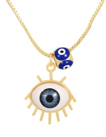 Fashion Blue Bronze Zircon Eye Pendant Necklace