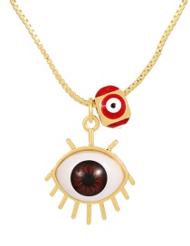 Fashion Red-brown Bronze Zircon Eye Pendant Necklace
