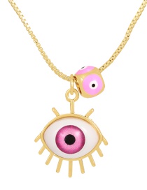 Fashion Pink Bronze Zircon Eye Pendant Necklace