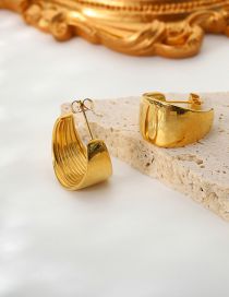 Fashion Gold Titanium Smooth Wide Scallop Earrings