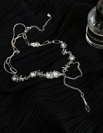 Fashion Silver Alloy Moonlight Tassel Patchwork Thorns Necklace