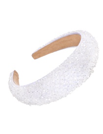 Fashion White Fabric Resin Beaded Crystal Headband