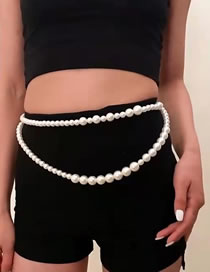 Fashion White Elephant Pearl Beaded Waist Chain