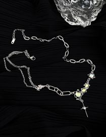 Fashion Silver Alloy Moonlight Cross Star Pleated Necklace