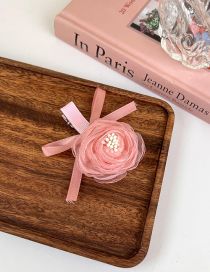 Fashion A Pink Mesh Camellia Bow Hair Clip