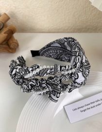 Fashion A White Background Fabric-print Pleated Wrap Headband