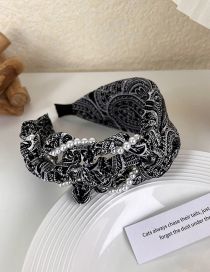 Fashion B Black Bottom Fabric-print Pleated Wrap Headband