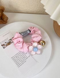 Fashion A Light Pink Blue Flower Fabric Flower Pleated Hair Tie