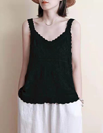 Fashion Black Cotton And Linen Hollow Crochet Sling