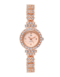 Fashion Rose Gold With Rose Gold Finish Stainless Steel Diamond Geometric Steel Band Watch