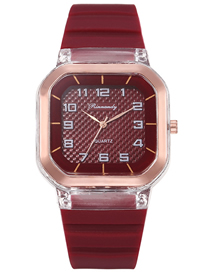 Fashion Red Silicone Square Dial Watch