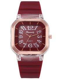 Fashion Red Silicone Square Dial Watch