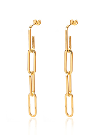 Fashion 3-gold Titanium Geometric Chain Drop Earrings