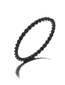 Fashion Plain Circle - Gun Black Stainless Steel Geometric Twist Ring