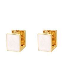 Fashion White Copper Drip Oil Square Stud Earrings