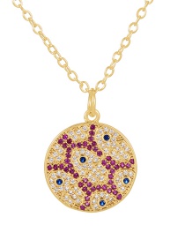 Fashion Gold Bronze Zircon Eye Circle Pendant Necklace