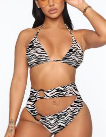 Fashion Zebra Polyester Zebra Print Cutout Swimsuit