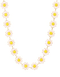 Fashion White Titanium Steel Drop Oil Flower Necklace