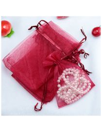 Fashion Wine Red (100 Batches For A Single Color) Organza Drawstring Mesh Packaging Bag
