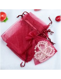 Fashion Wine Red (100 Batches For A Single Color) Organza Drawstring Mesh Packaging Bag