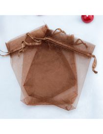 Fashion Brown (100 Batches For A Single Color) Organza Drawstring Mesh Packaging Bag
