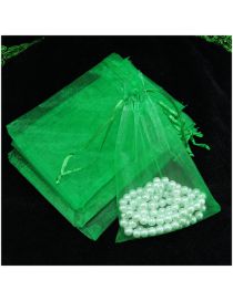 Fashion Grass Green (100 Batches For A Single Color) Organza Drawstring Mesh Packaging Bag